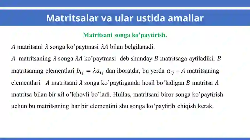 Matritsalar va ular ustida amallar 4