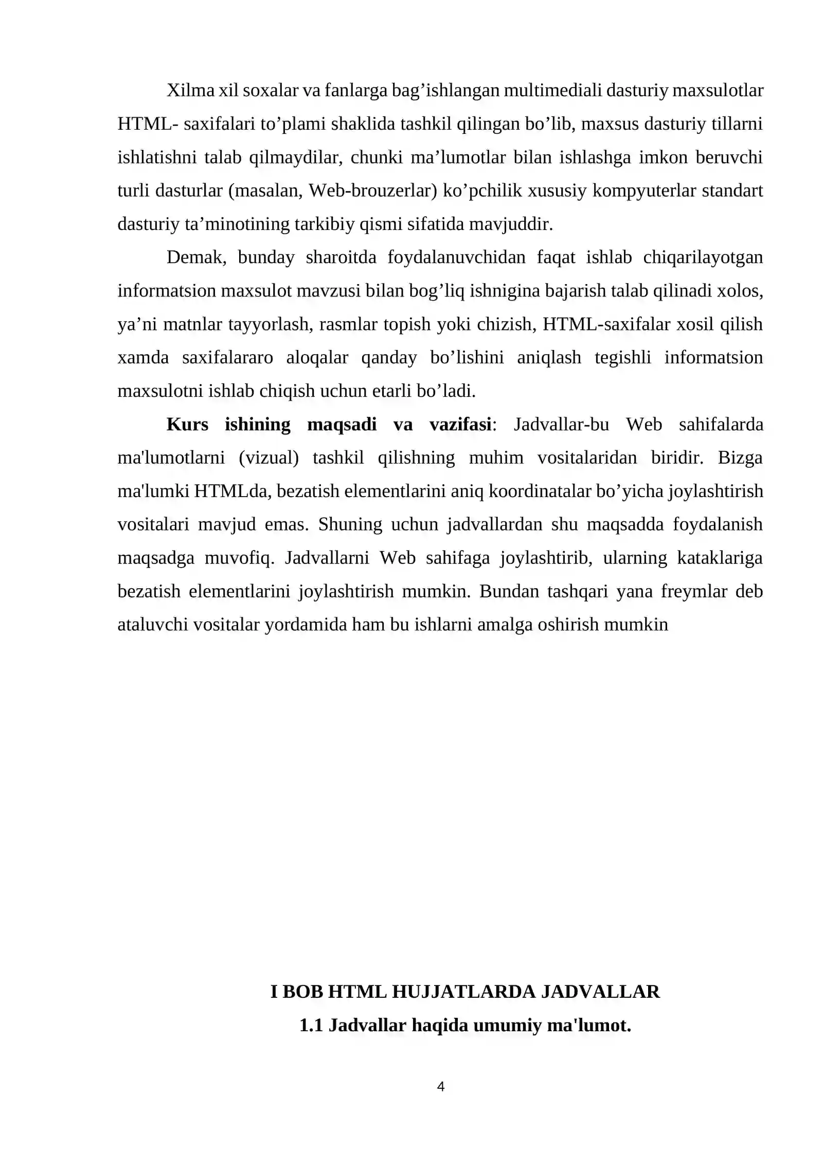 HTML JADVALLARI BILAN ISHLASH 4