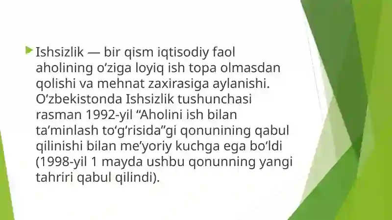 Mehnat bozori va ishsizlik. Ishsizlikning iqtisodiy oqibatlari 4