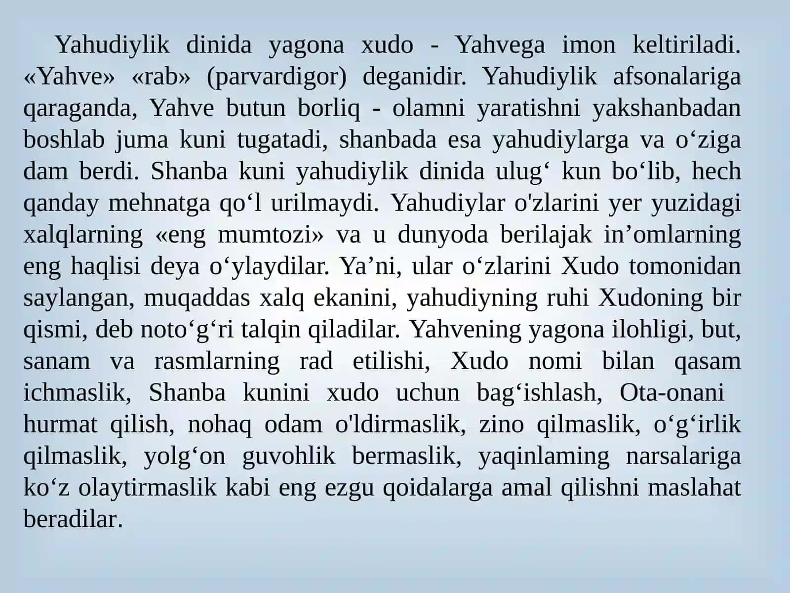 YAHUDIYLIK  DINI  AFSONA VA RIVOYATLARI 4
