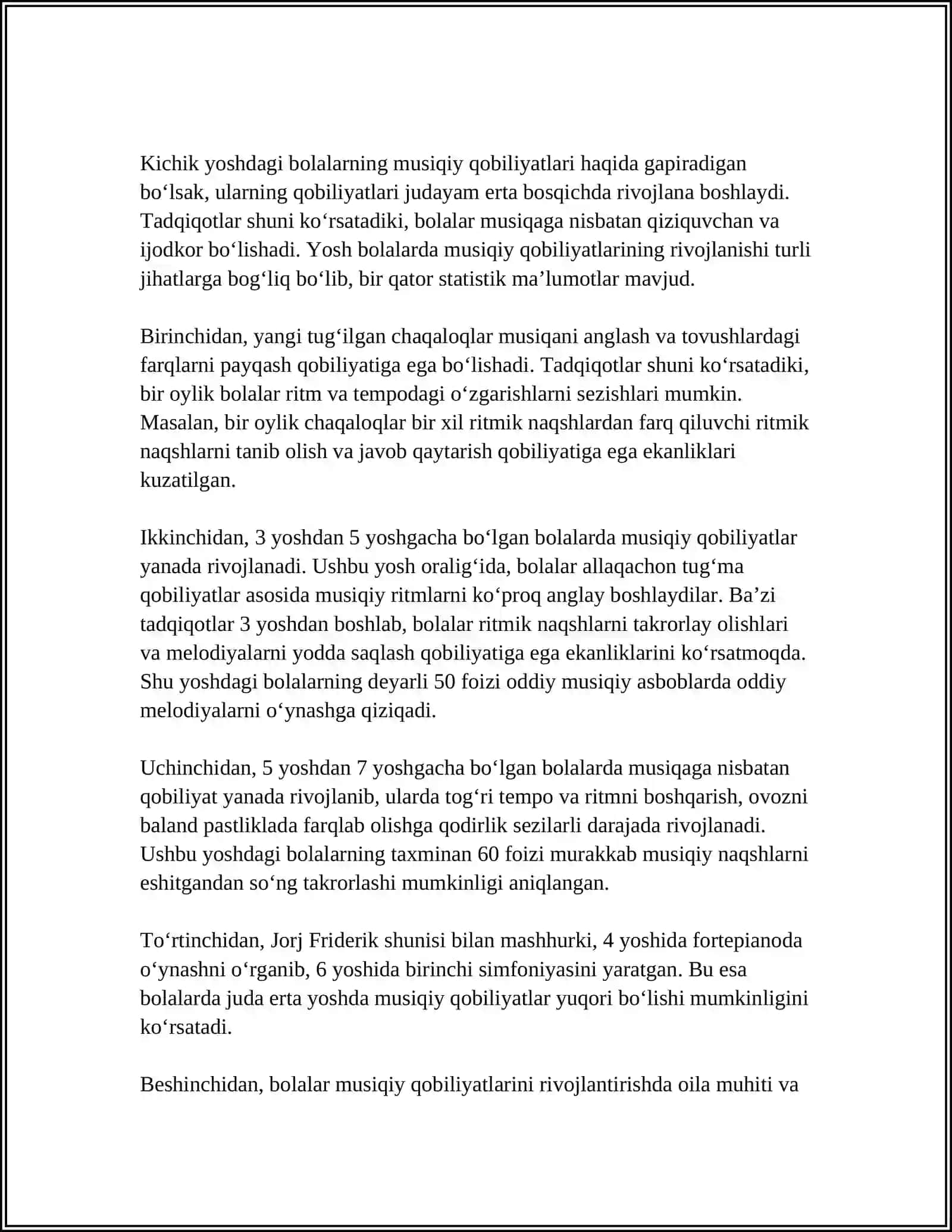 MAKTABGACHA YOSHDAGI BOLALARNING MUSIQIY FAOLIYAT MAZMUNI 4