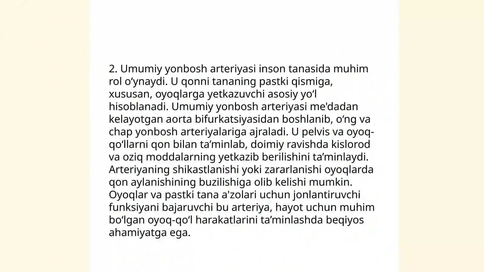 Umumiy yonbosh arteriyasi haqida qiziqarli ma'lumotlar 4