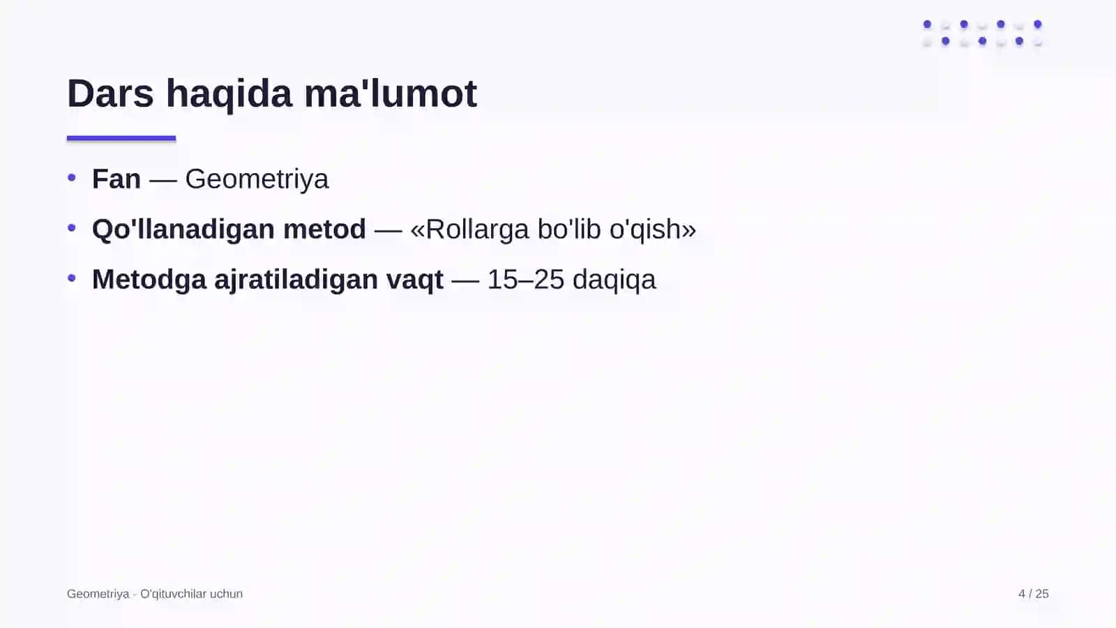 geometriya darslarida rollarga bo'lib o'qish metodidan foydalanish 7732 4