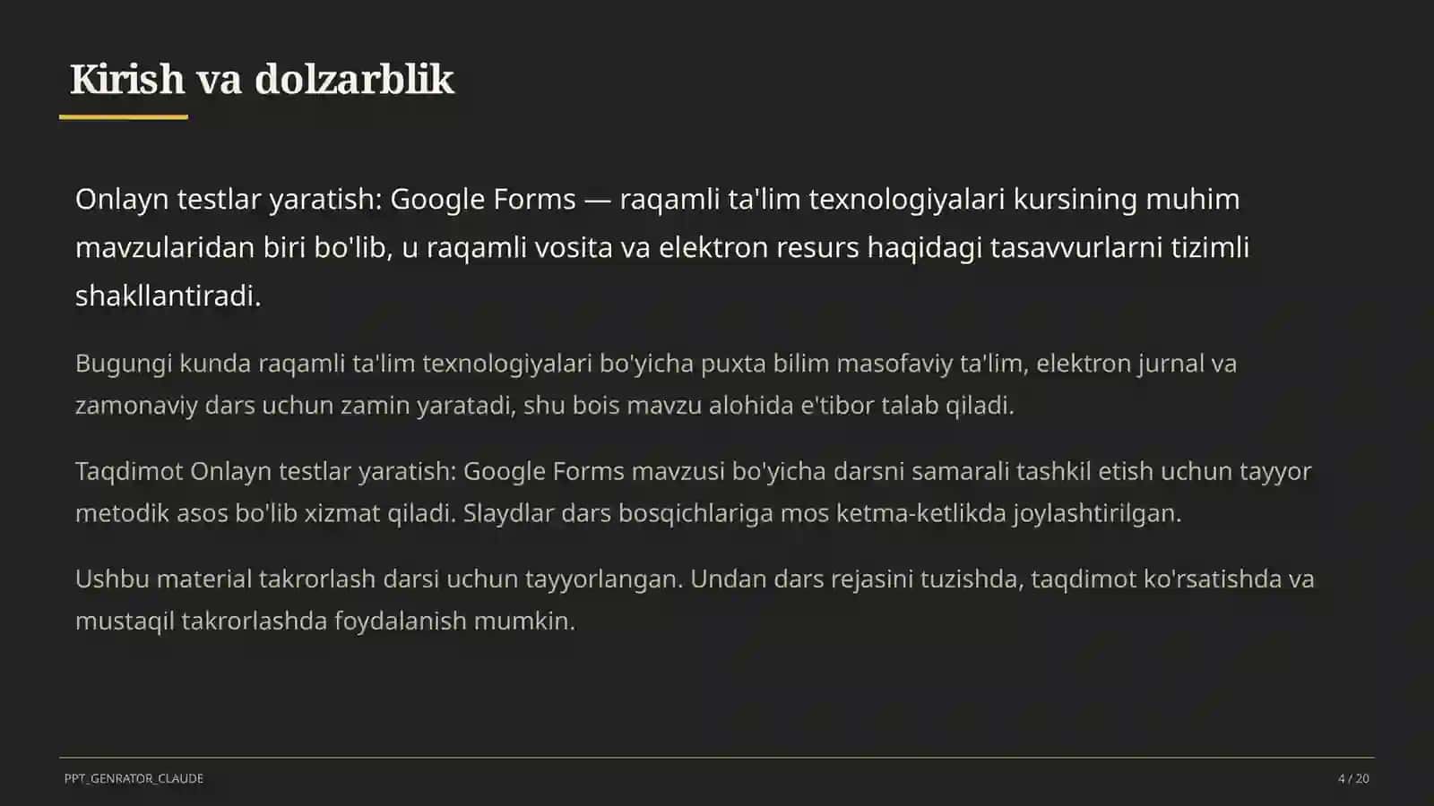 Dars rejasi 4