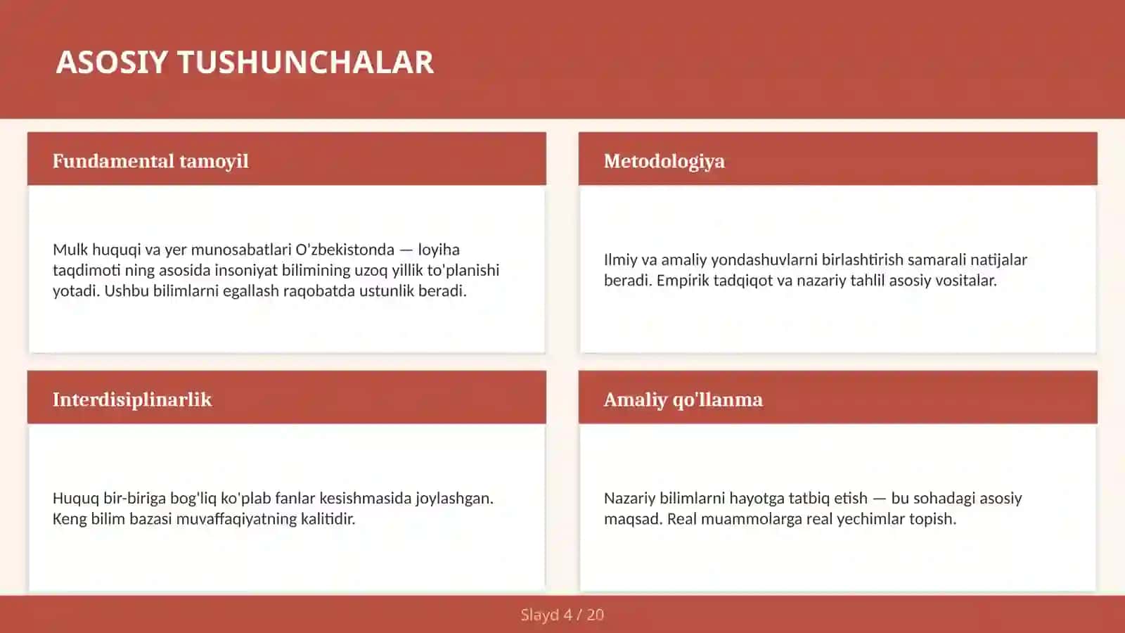 Mulk huquqi va yer munosabatlari O'zbekistonda — loyiha taqdimoti 4