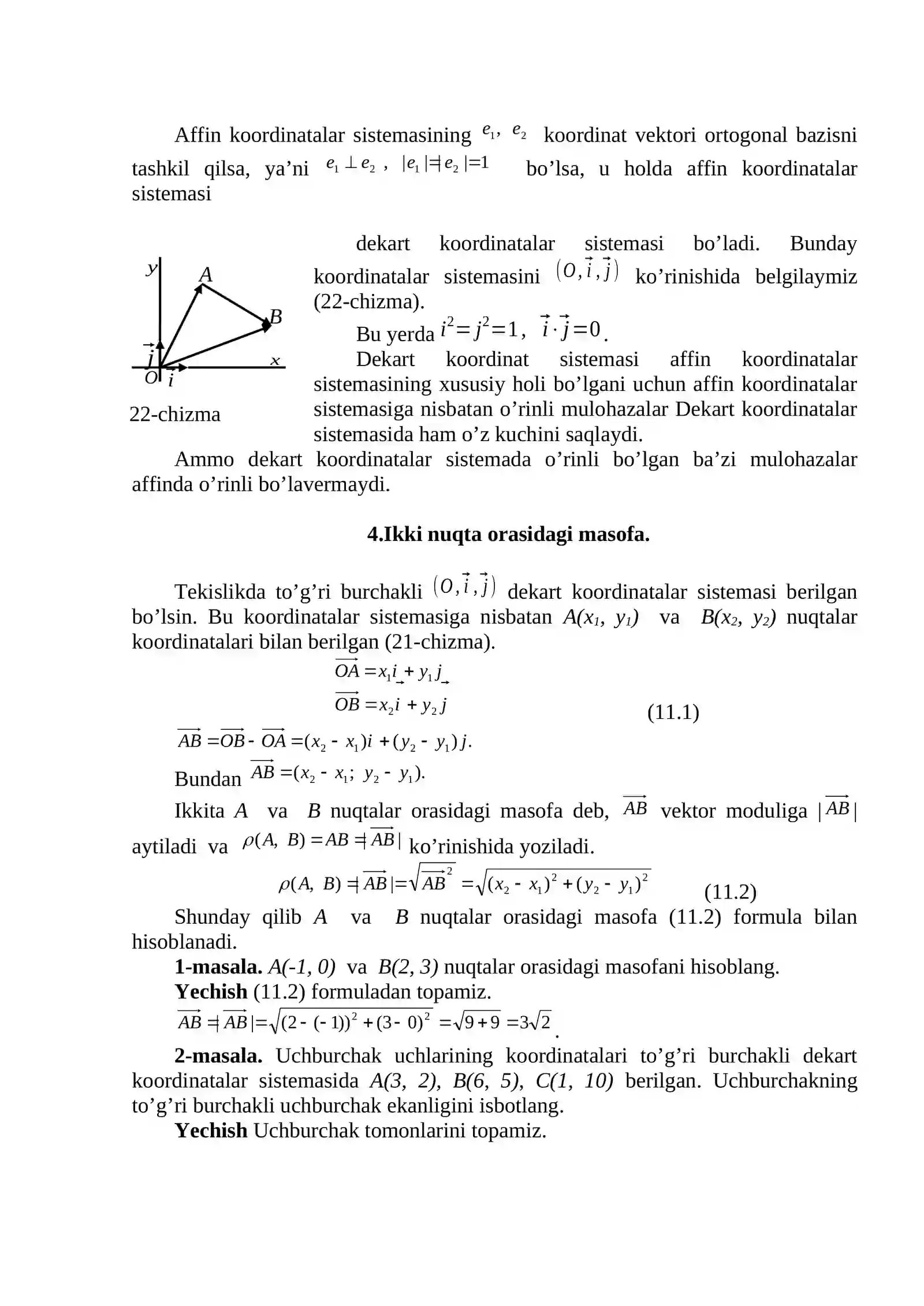 Tekislikda affin koordinatalar sistemasi 4