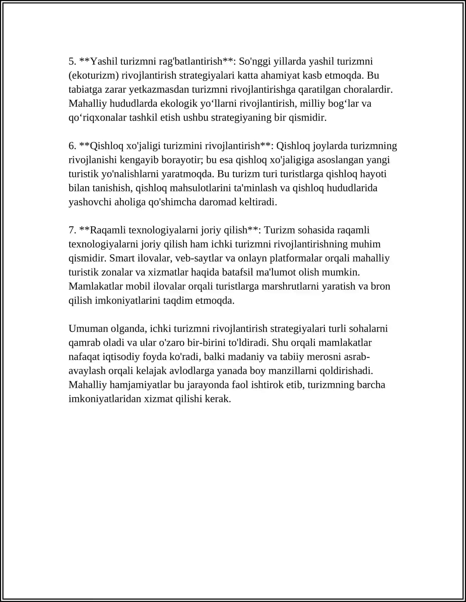 Ichki turizmni rivojlantirish strategiyalari 4