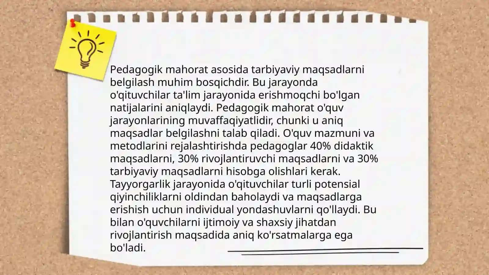 Barkamol avlod tarbiyasida o‘qituvchining tarbiyaviy maqsadlari pedagogik mahorat asosida to‘g‘ri tanlay olish 4