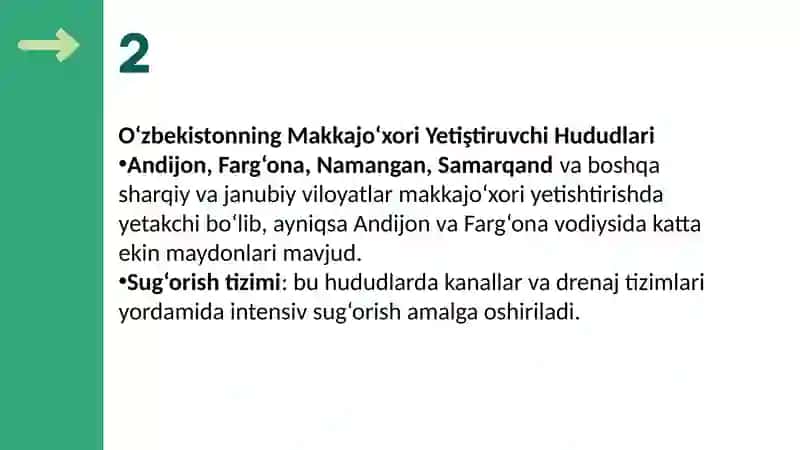 O‘zbekiston viloyati bo‘yicha Makkajo‘xori hosili xaritasi 4