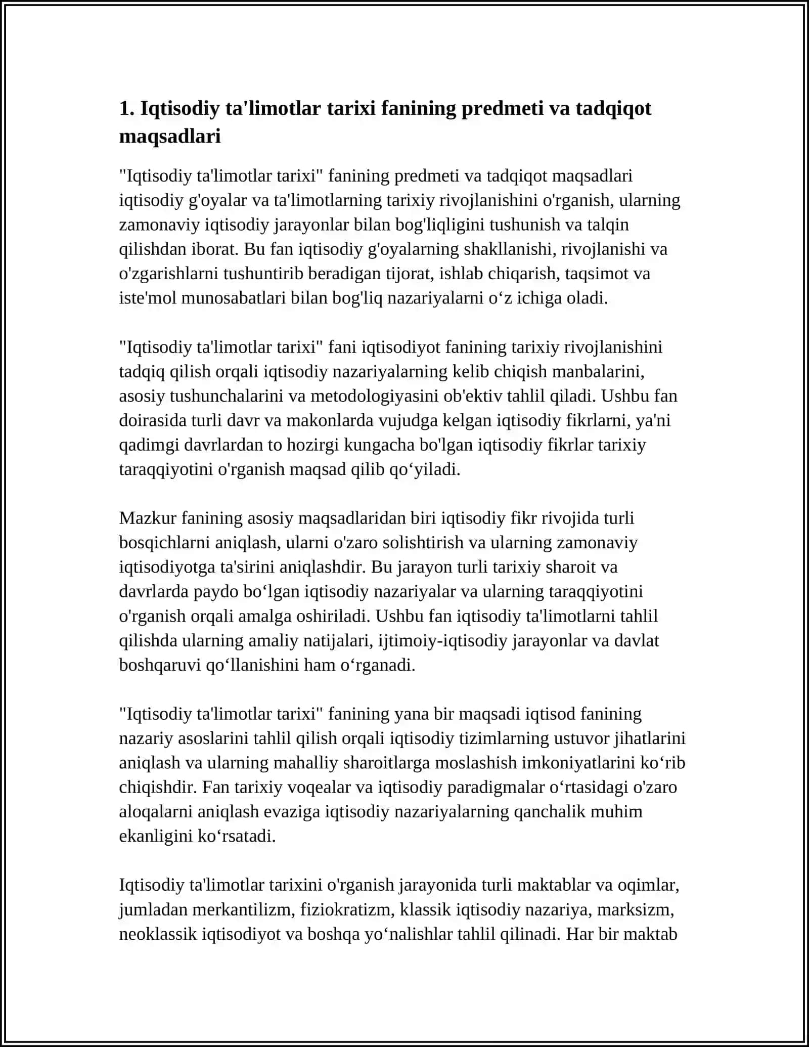 IQTISODIY TALIMOTLAR TARIXI FANINING PREDMETI VA O'RGANISH USULLARI 4