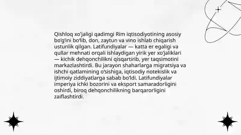 Qadimgi rimdagi iqtisodiy g'oylar. Xristianlikning vujudga kelishi 4