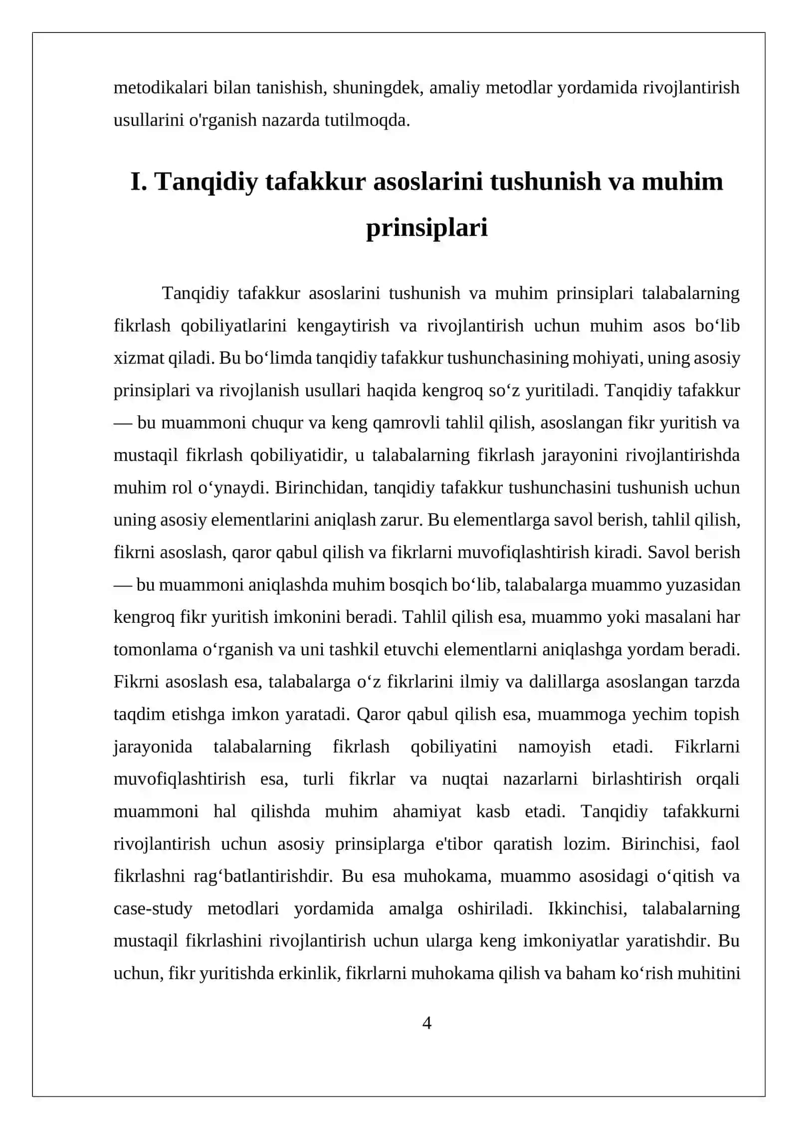 Tanqidiy Tafakkur Rivojlantirish Usullari 4