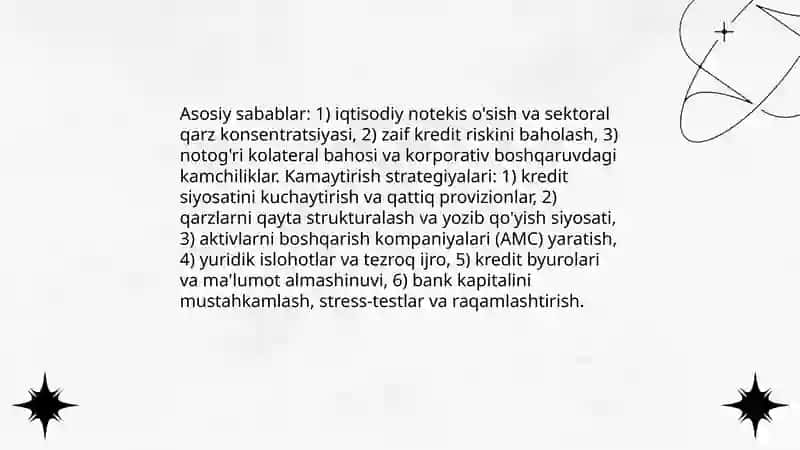 Bank tizimi rivojlantirish muammolari 4