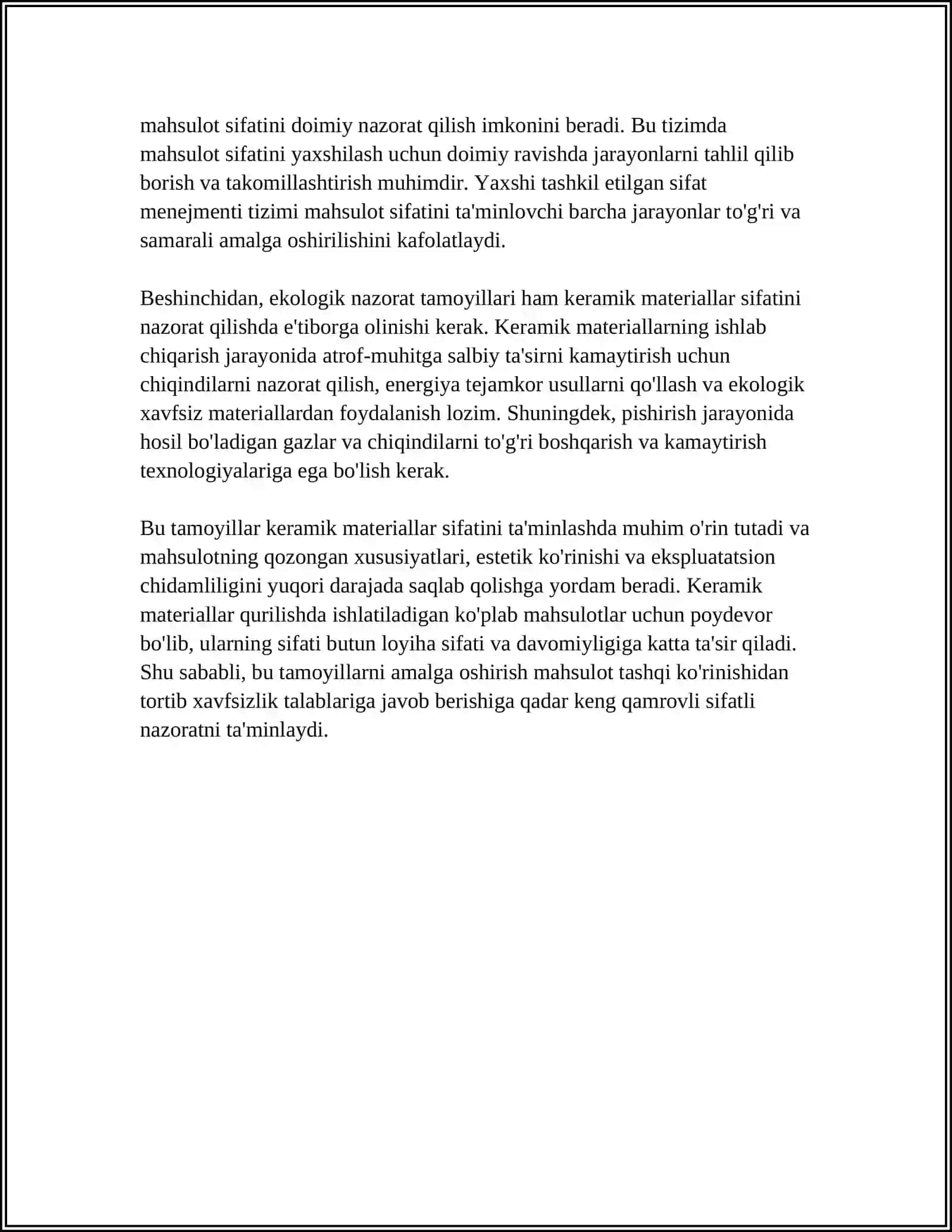 QURILISH MATERIALLARI SIFATINI NAZORAT QILISH " KERAMIK MATERIALLAR" 4