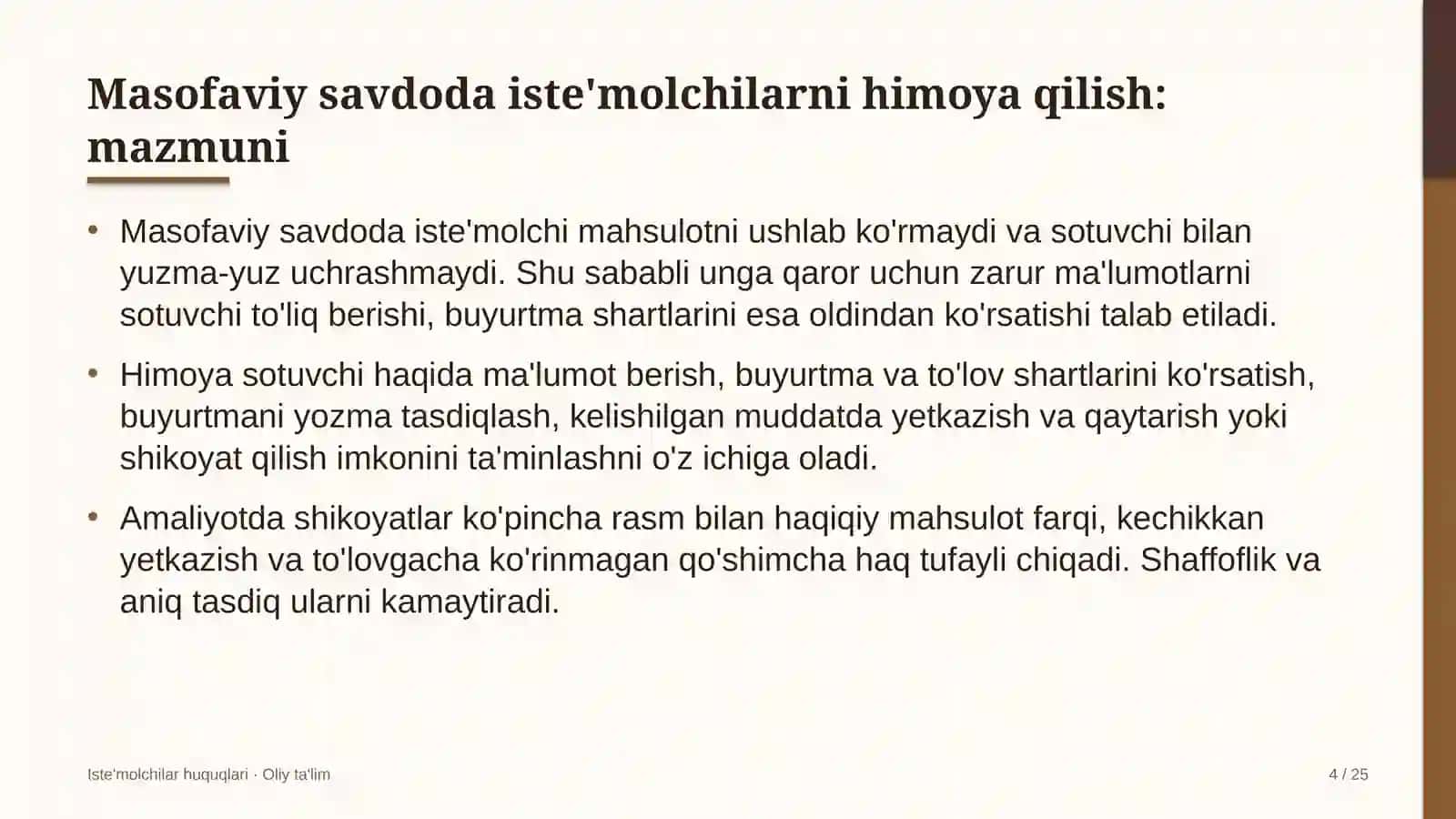 bolalar o'smirlar sport maktablarida masofaviy savdoda iste'molchilarni himoya qilish 1336 4