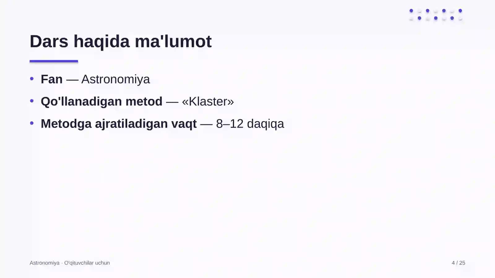 astronomiya darslarida klaster metodidan foydalanish 6776 4
