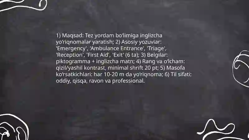 Create a hospital map with English directions 4