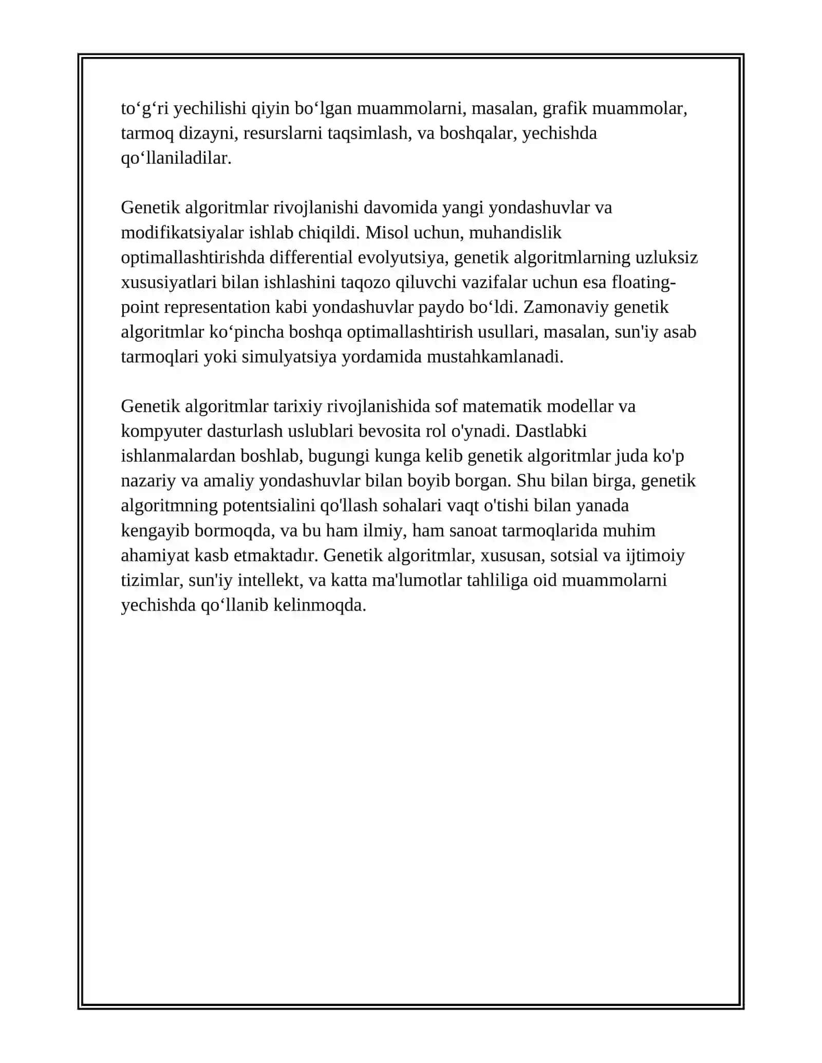 GENETIK ALGORITMLAR BOYICHA TAHLILIY TAQDIMOT TAYYORLASH 4
