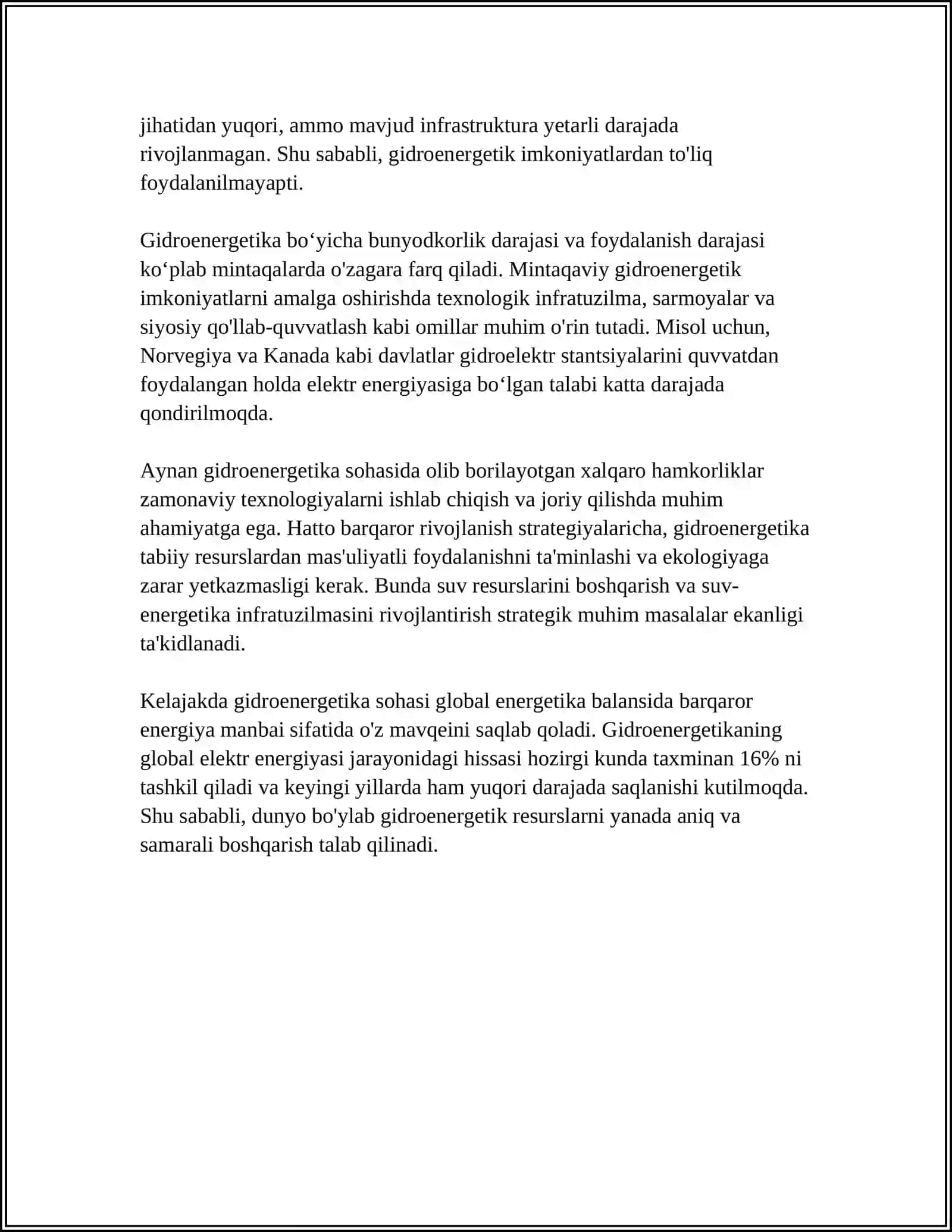 JAHONDA GIDRO ENERGETIK POTENSIALNING TAHLILI 4