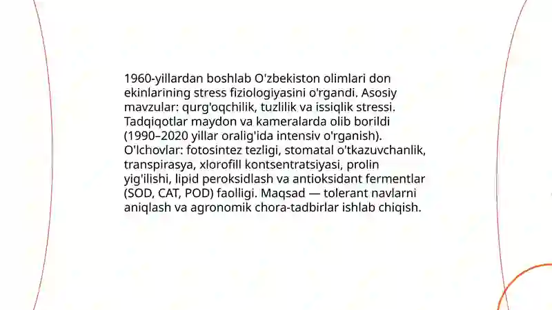 O'simliklar fiziologiyasiga hissa qo'shgan o'zbek olimlarini olib borgan ilmiy tadqiqot ishlari 4