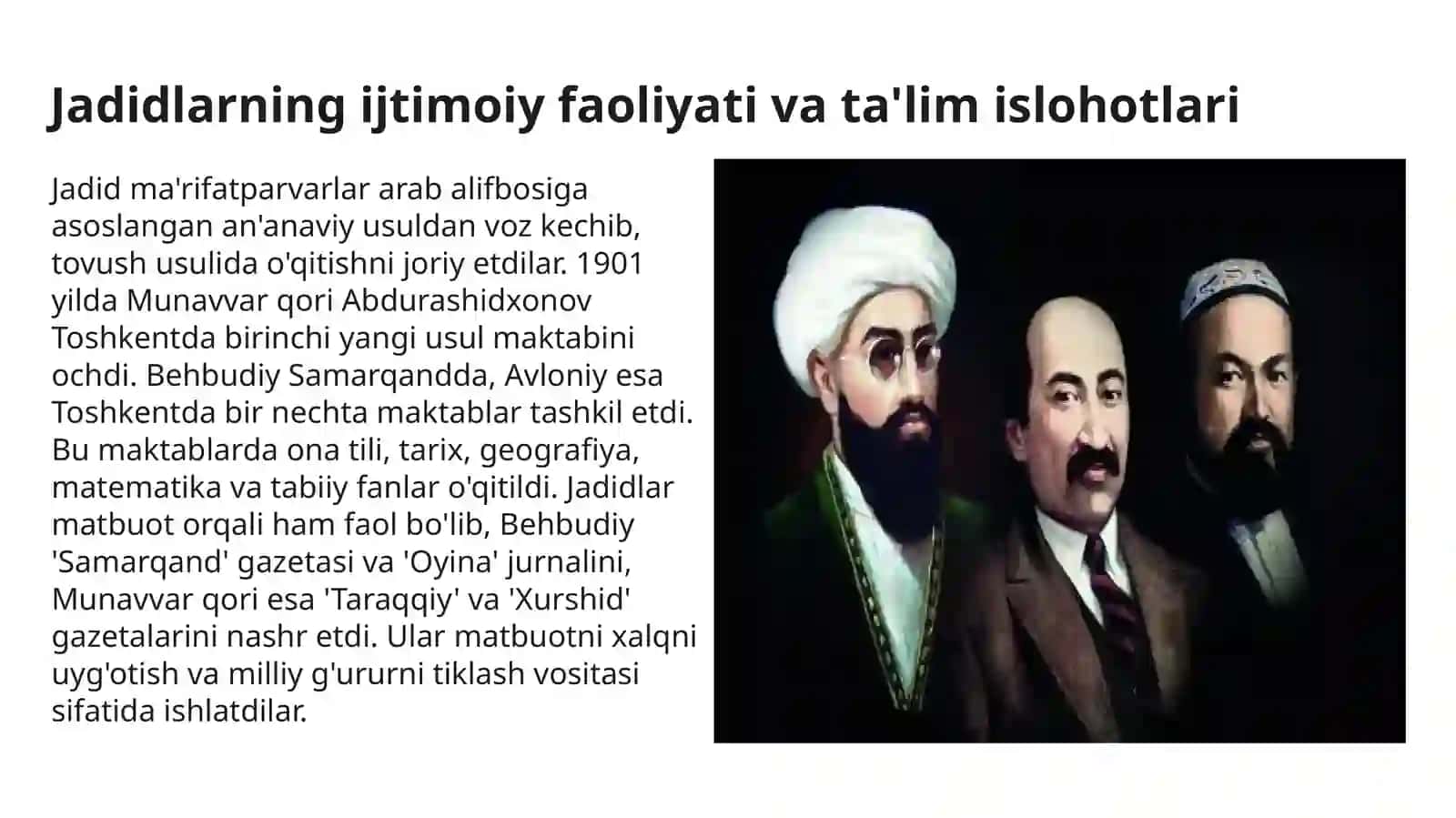 Jadid ma'rifatparvarlarining ijtimoiy-ma'naviy hayotida tutgan o'rni 4