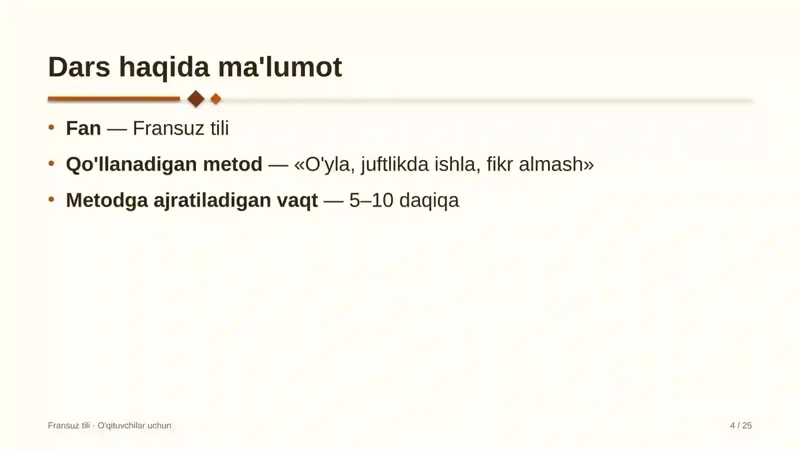 fransuz tili darslarida o'yla juftlikda ishla fikr almash metodidan foydalanish 9391 4