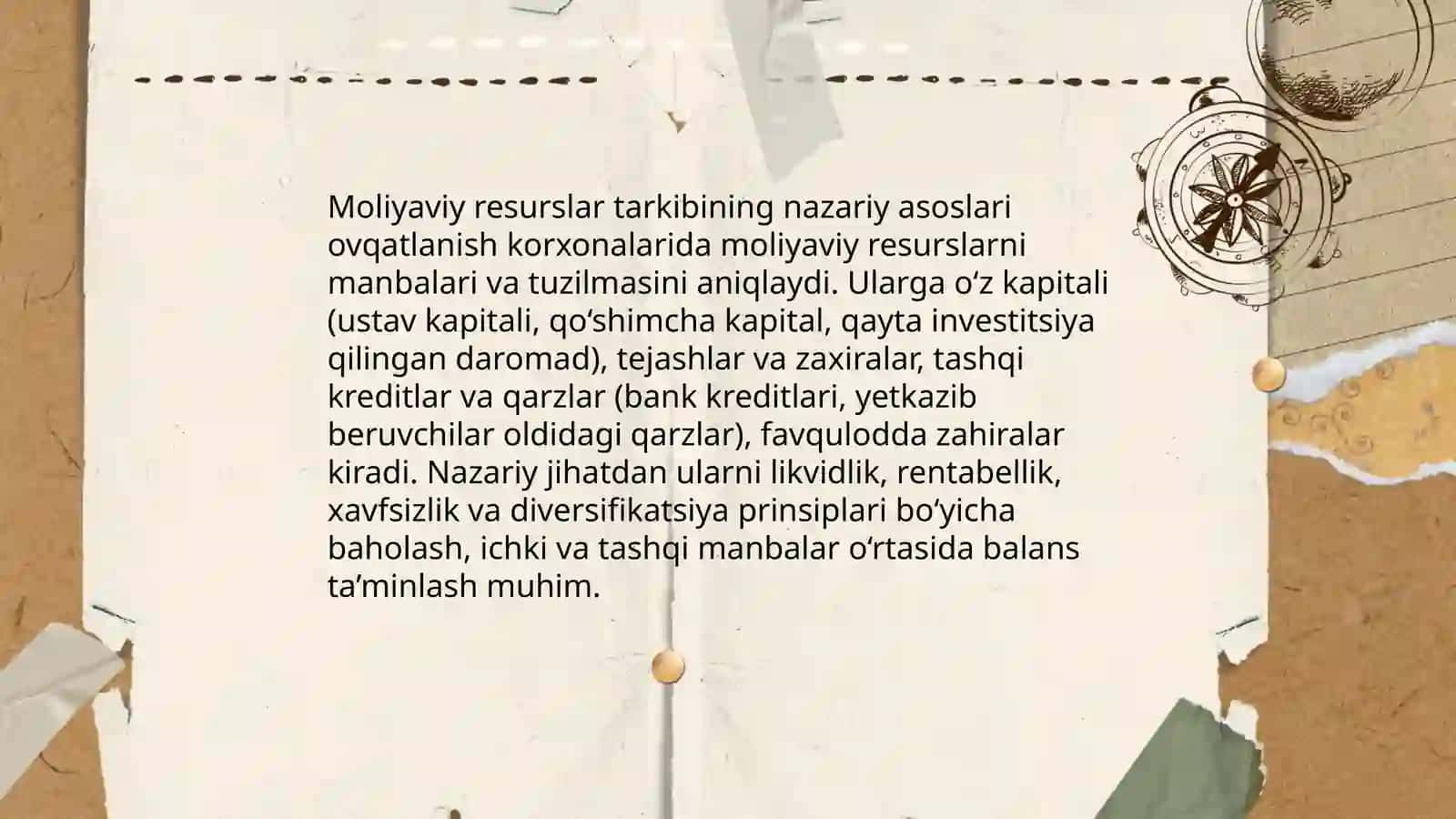 Ovqatlanish korxonalari moliyaviy resurslarining ahamiyati va tarkibi 4