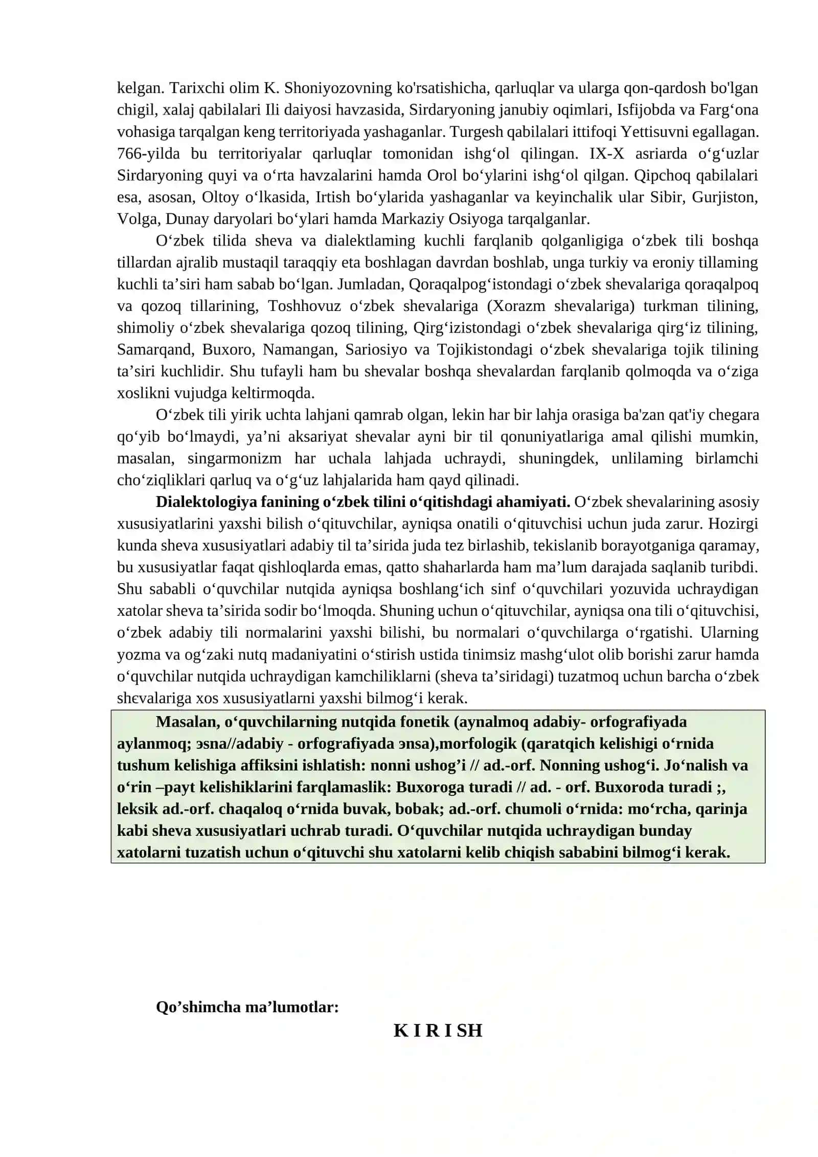 O‘ZBEK DIALEKTOLOGIYASI FANINING MAQSAD VA VAZIFALARI 4