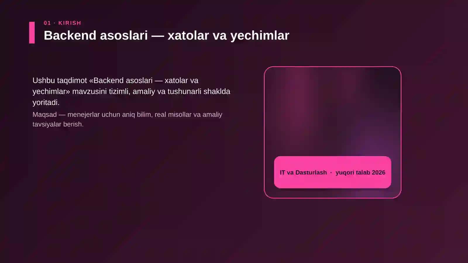 Backend asoslari — xatolar va yechimlar 4