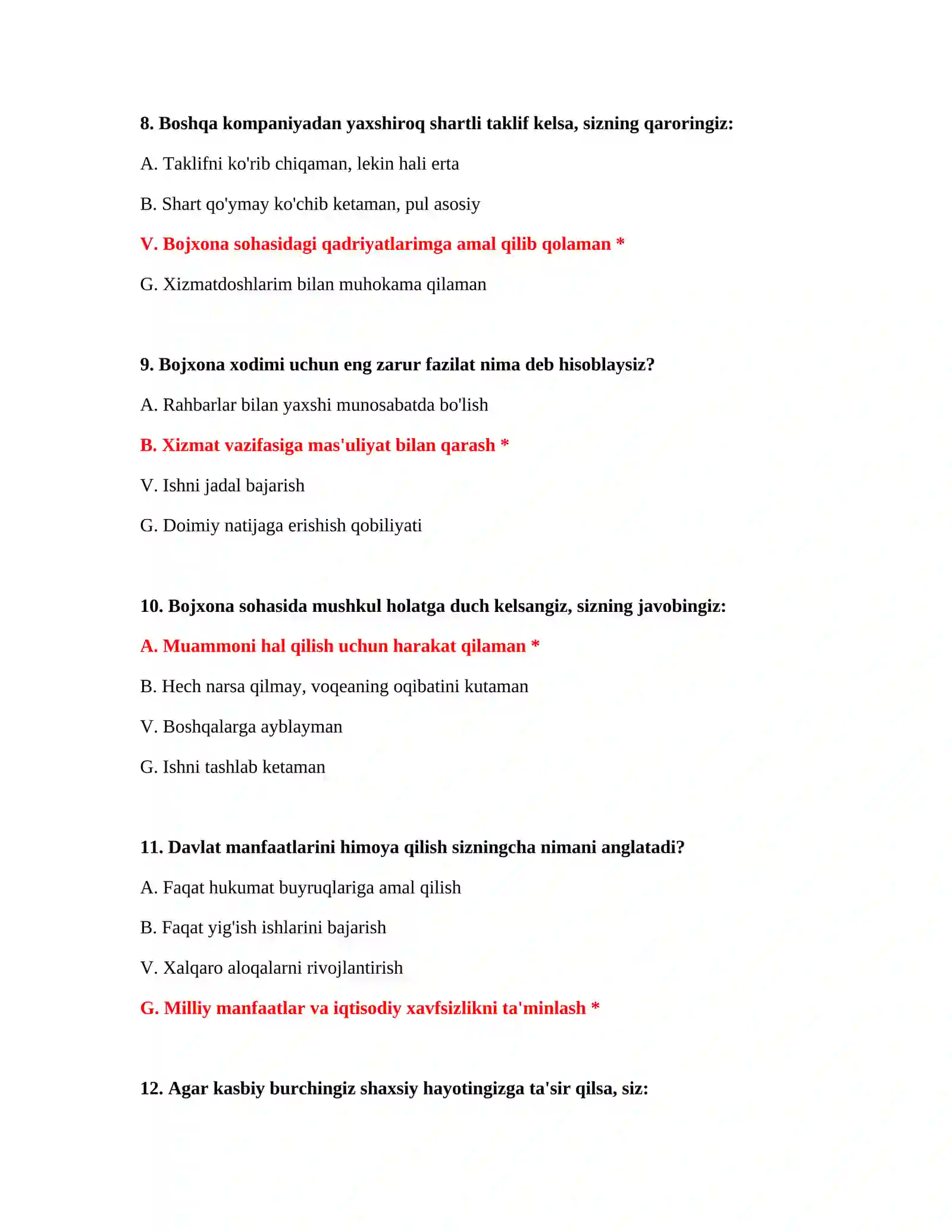 Bojxona mantiqiy test javoblari 2026 4