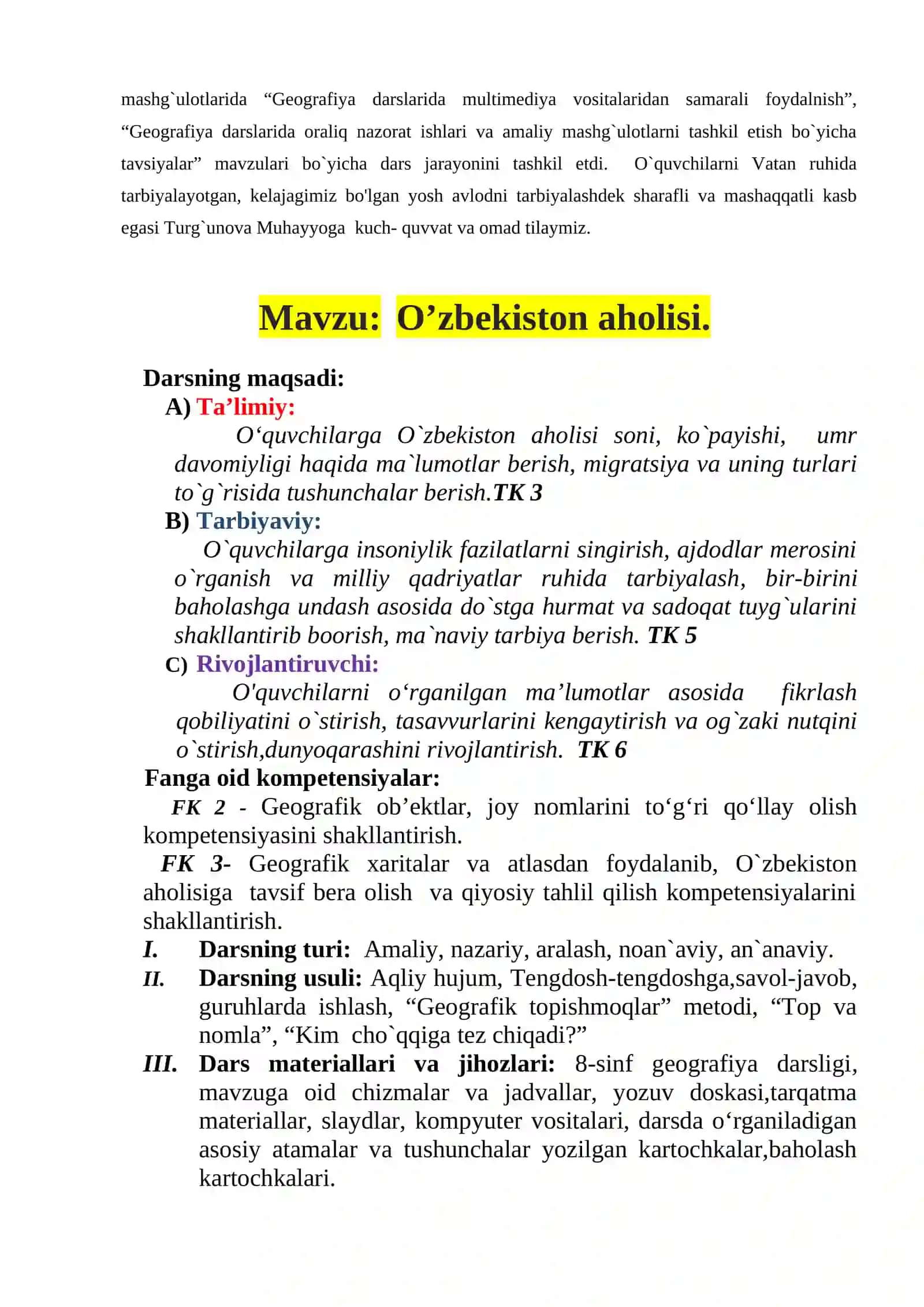 Ona tili va adabiyot Navoiy asarlarida oliyjanoblik fazilatlari ochiq dars ishlanmasi 4
