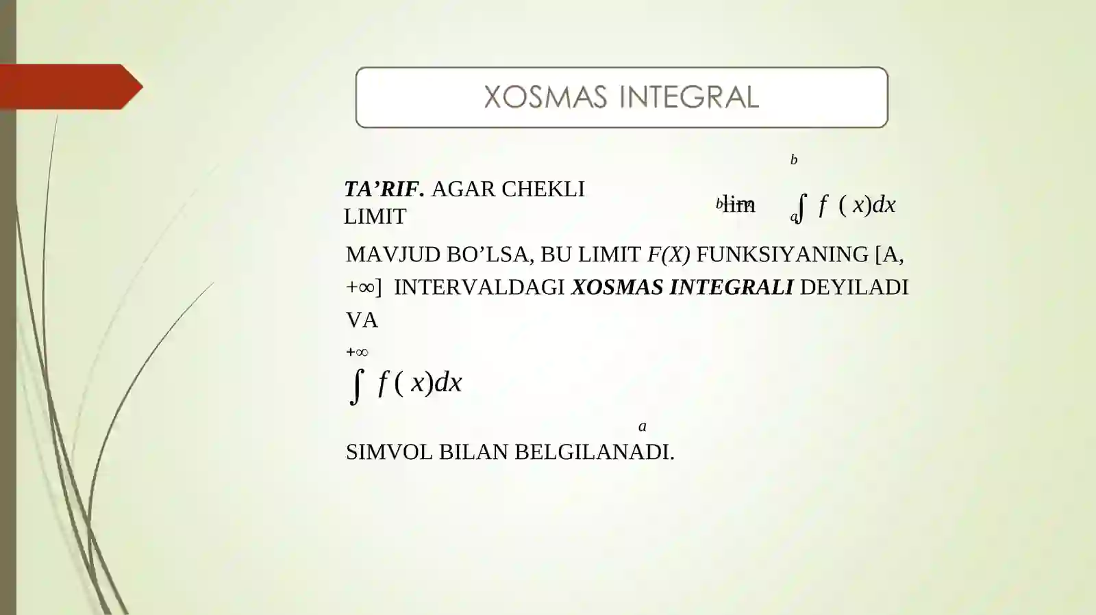 Xosmas integral 4