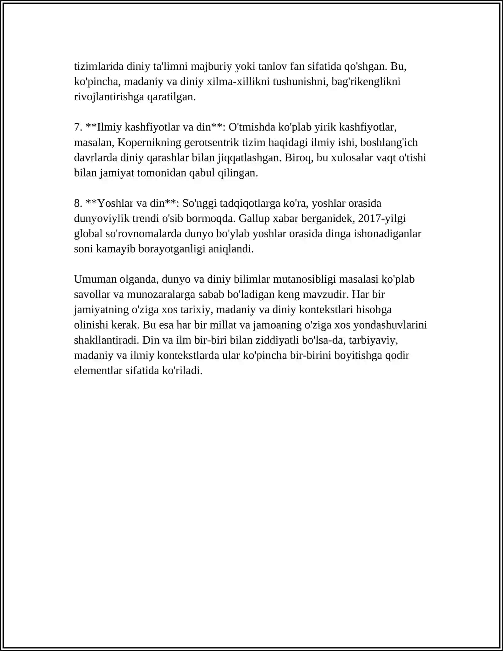 DUNYOVIY VA DINIY BILIMLAR MUTANOSIBLIGINI TAʼMINLASH AHAMIYATI 4