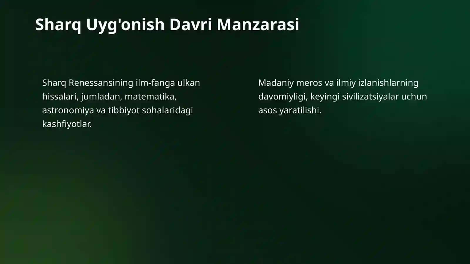 "Sharq va Yevropa uyg'onish davri" 4