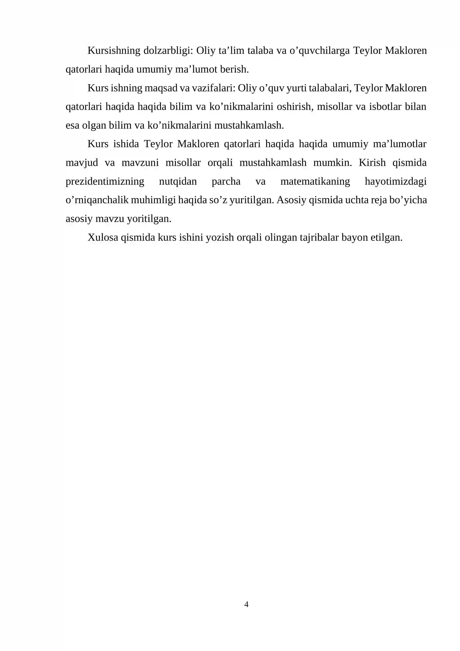 Teylor Makloren qatorlari 4