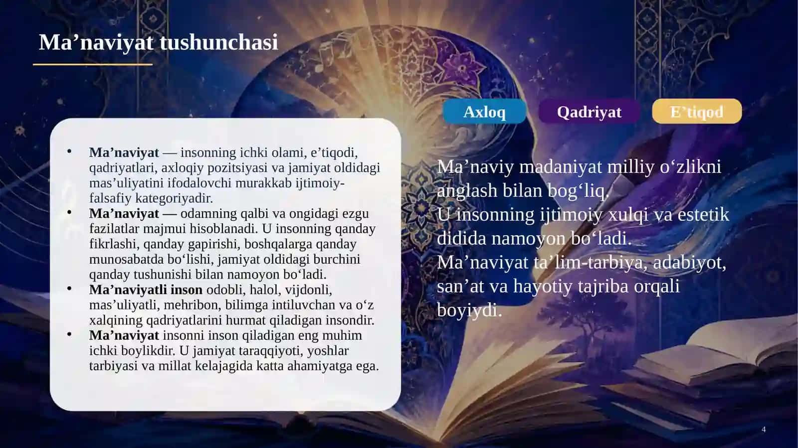 Ma’naviyat va badiiy ongning nazariy asoslari 4