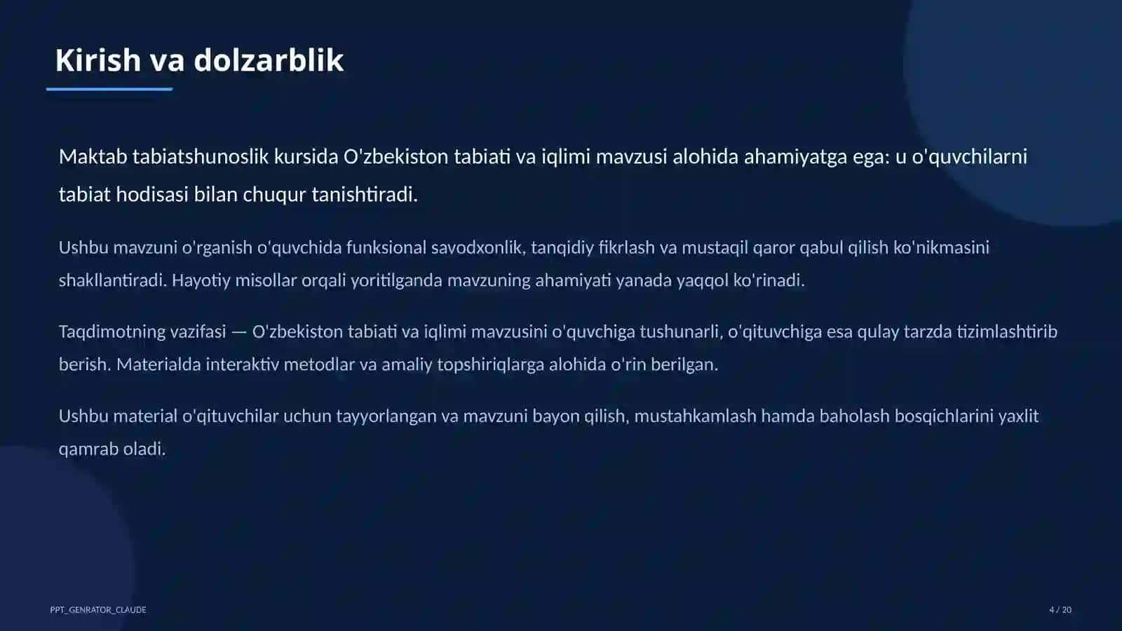O'zbekiston tabiati va iqlimi (4-sinf) 4