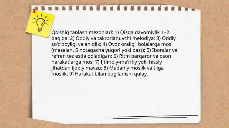 Bolalarga ashula aytish, musiqa tinglash va musiqaviy ritmik harakatlarni õrgatish 4