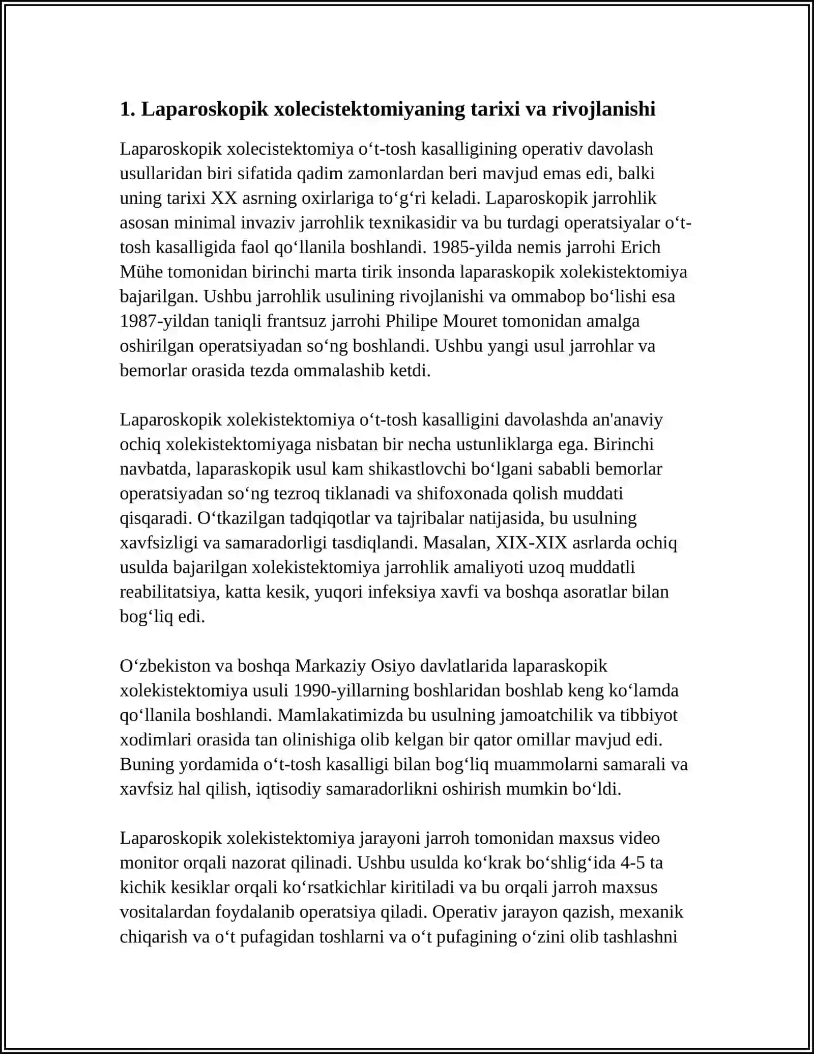 OʻT-TOSH KASALLIGINI OPERATIV DAVOLASHNING LAPAROSKOPIK USLUBLARI HAQIDA CHUQUR OʻRGANISH 4