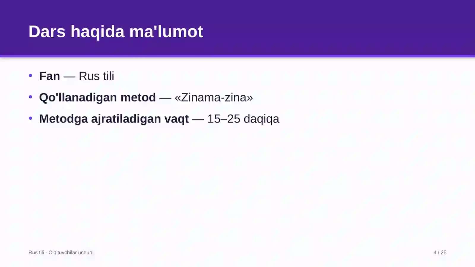 rus tili darslarida zinama zina metodidan foydalanish 3507 4