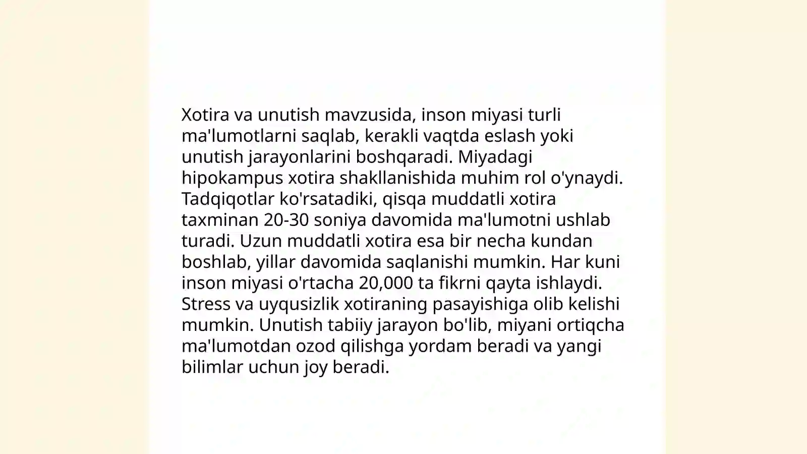 XOTIRA XUSUSIYATLARI 4