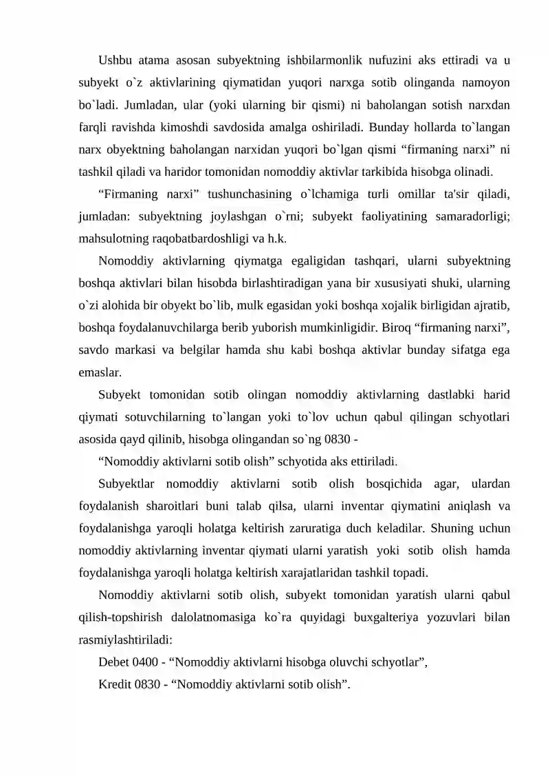 Nomoddiy aktivlar auditini tashkil etish va o`tkazish tartibi 4