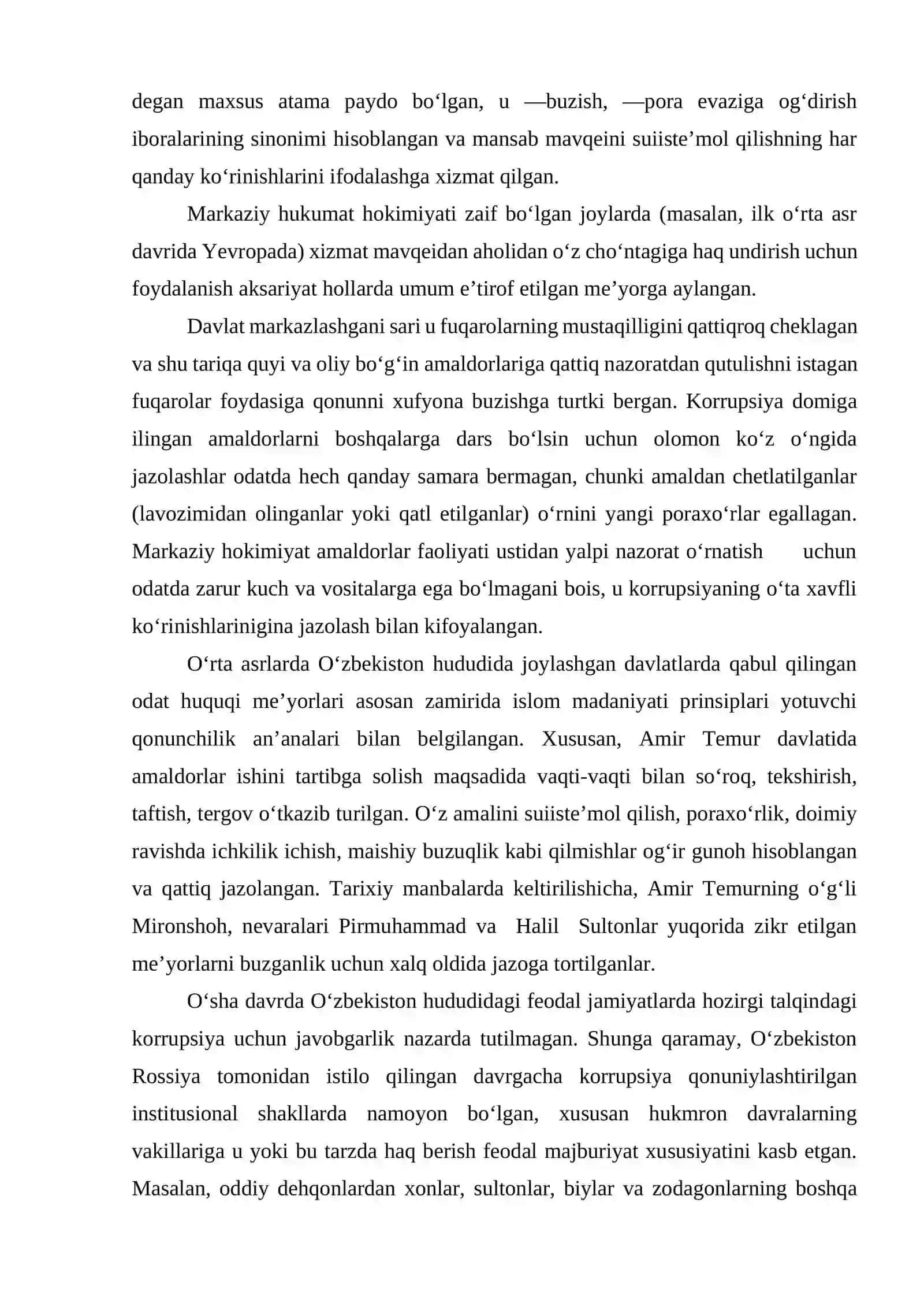 Korrupsiyaning kelib chiqish sabablari va unga qarshi kurashish yo’llari. 4