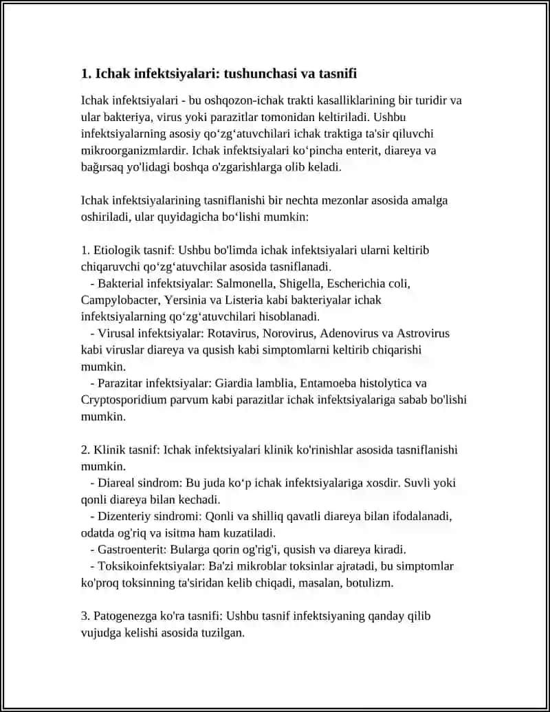 ICHAK INFEKSIYALARI, OILASIGA KIRUVCHI QOʻZGʻATUVCHI HAQIDA TUSHUNCHA 4