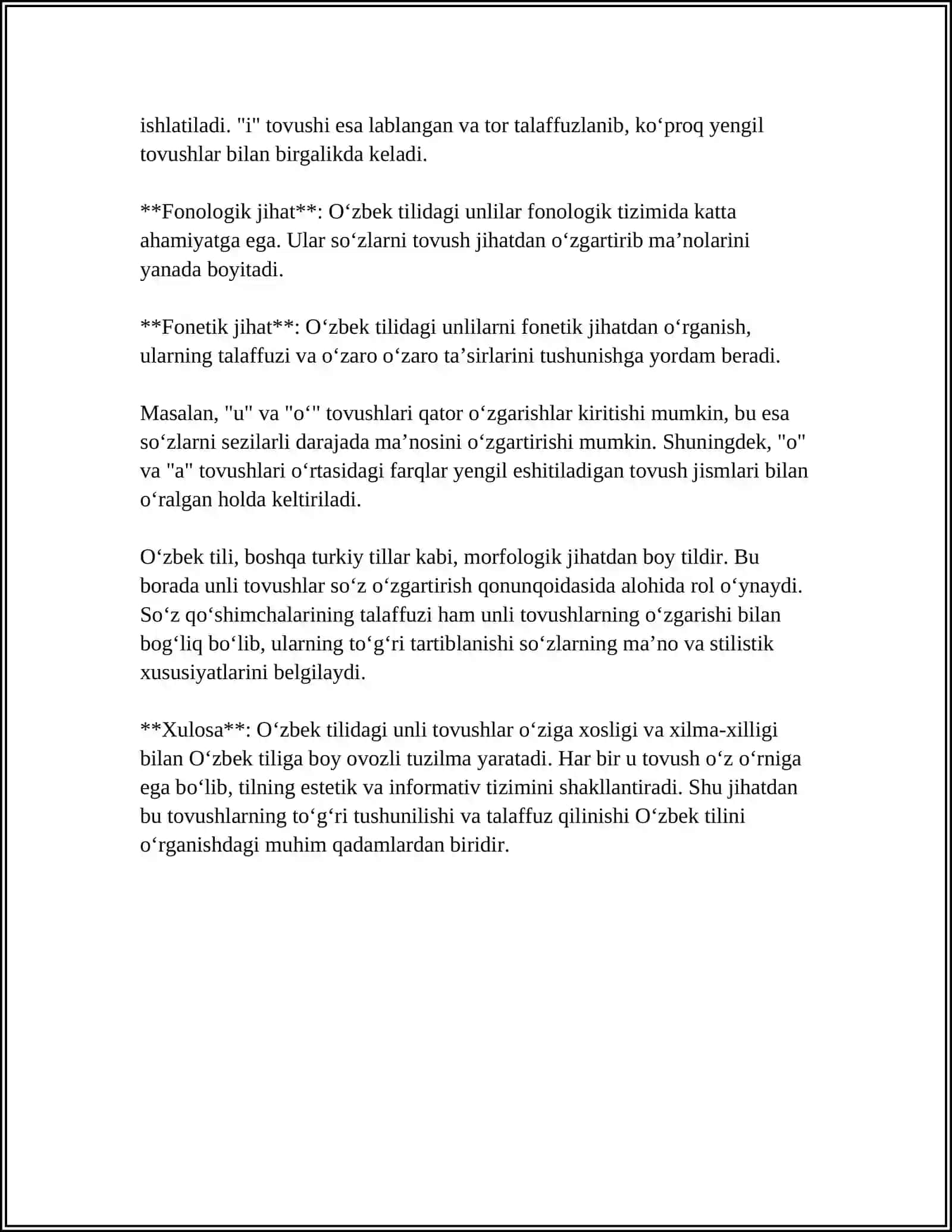 OʻZBEK TILI UNLILARINING UYGʻUR,TURKMAN,QORAQALPOQ QIRGʻIZ,MATNLARIDA MUVOFIQLARI 4