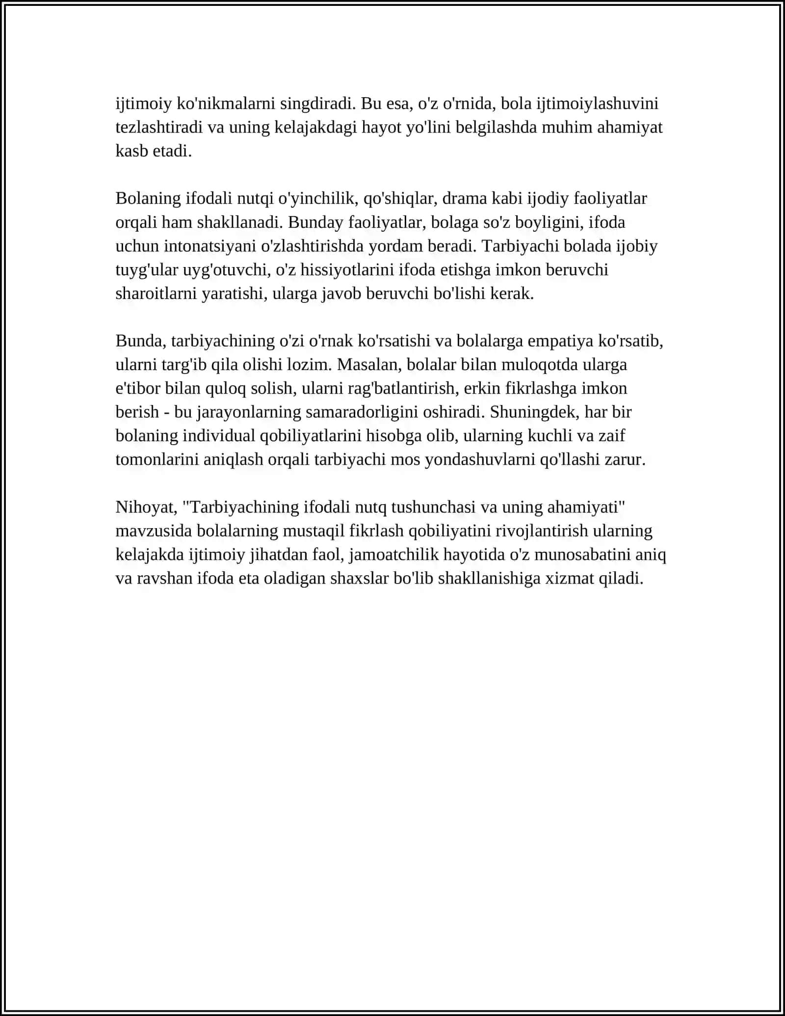 TARBIYACHINING BOLALARNING IFODALI NUTQINI SHAKLLANTIRISHDAGI VAZIFALARI 4