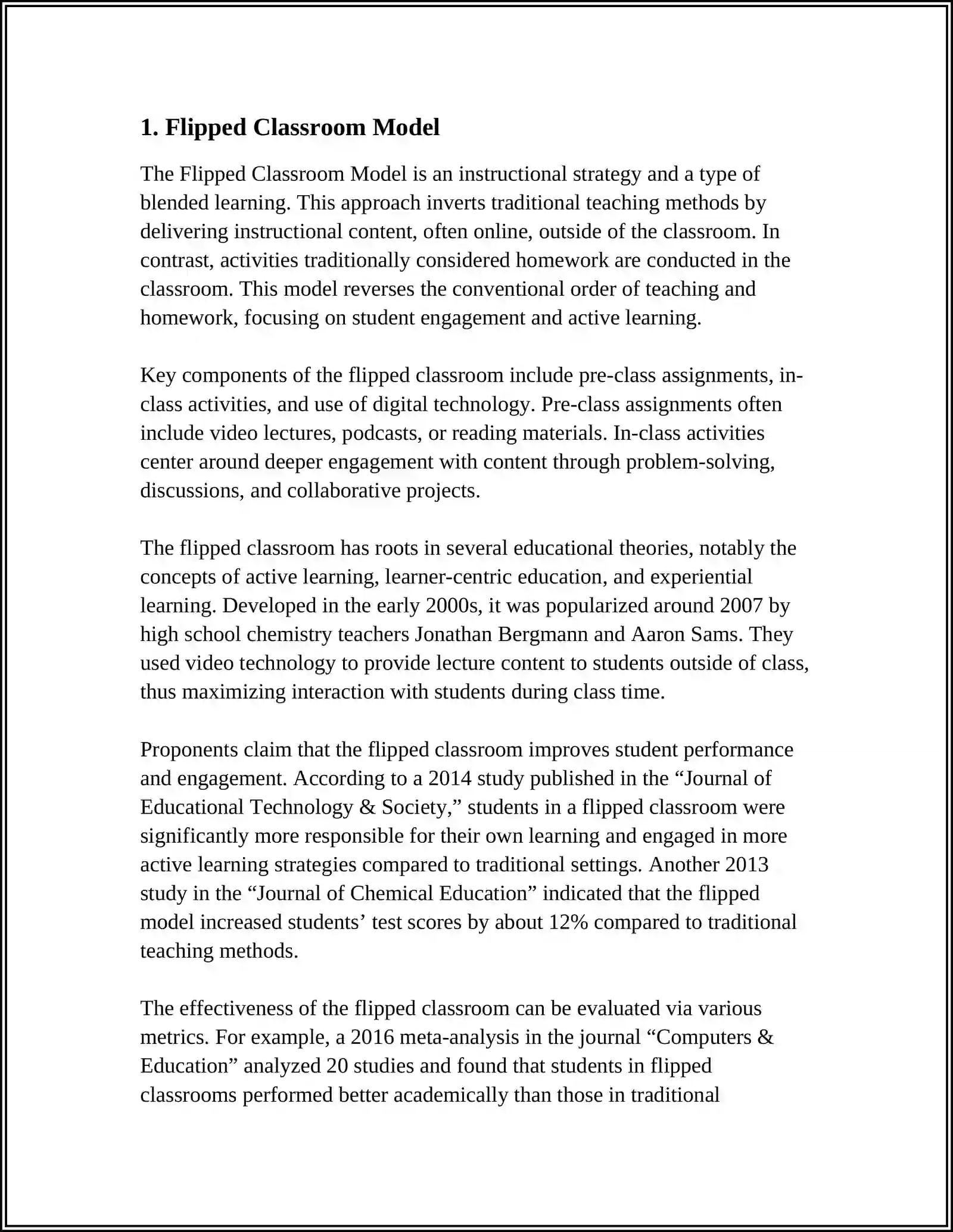 Flipped Classroom Model 4