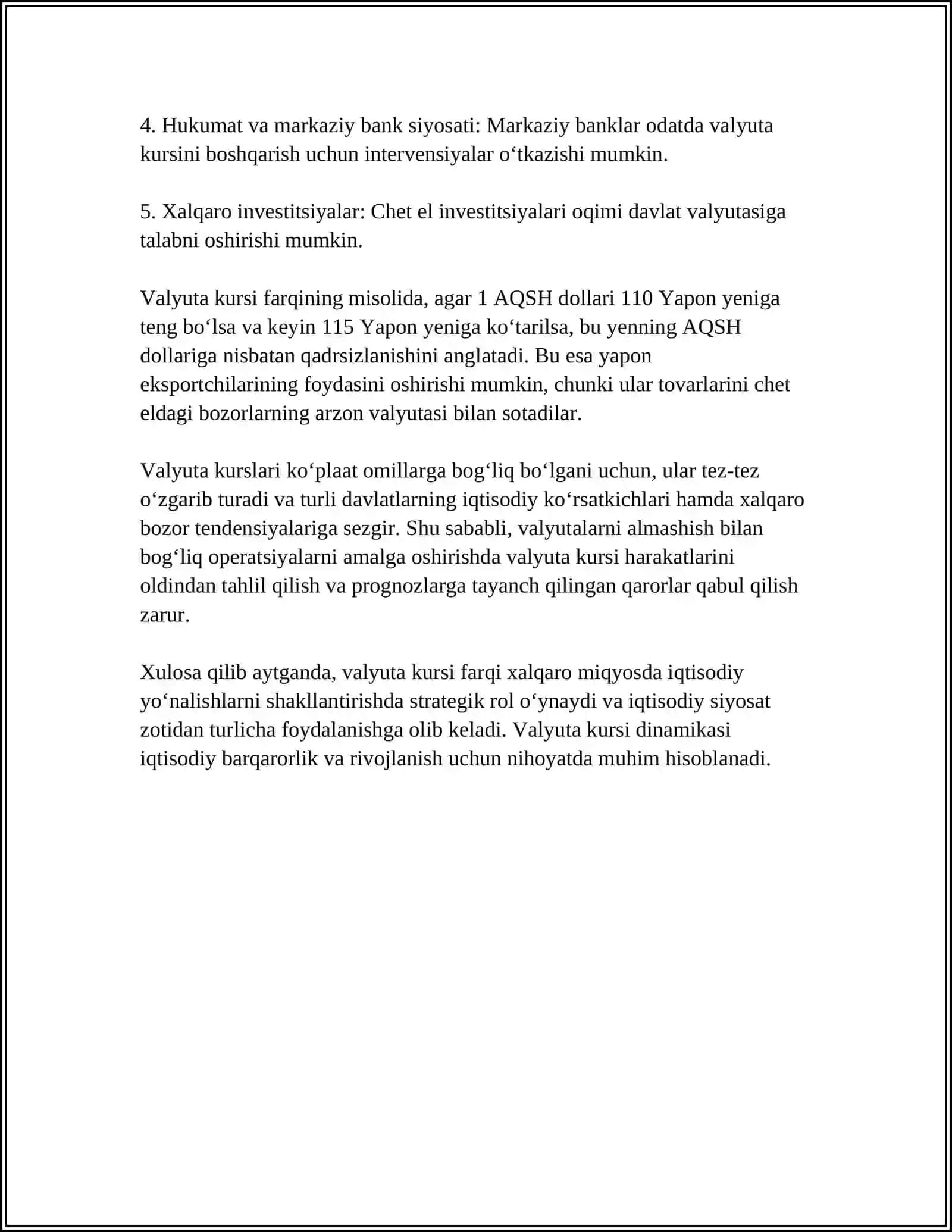 XORIJIY VALYUTA BO‘YICHA KURS FARQI 4