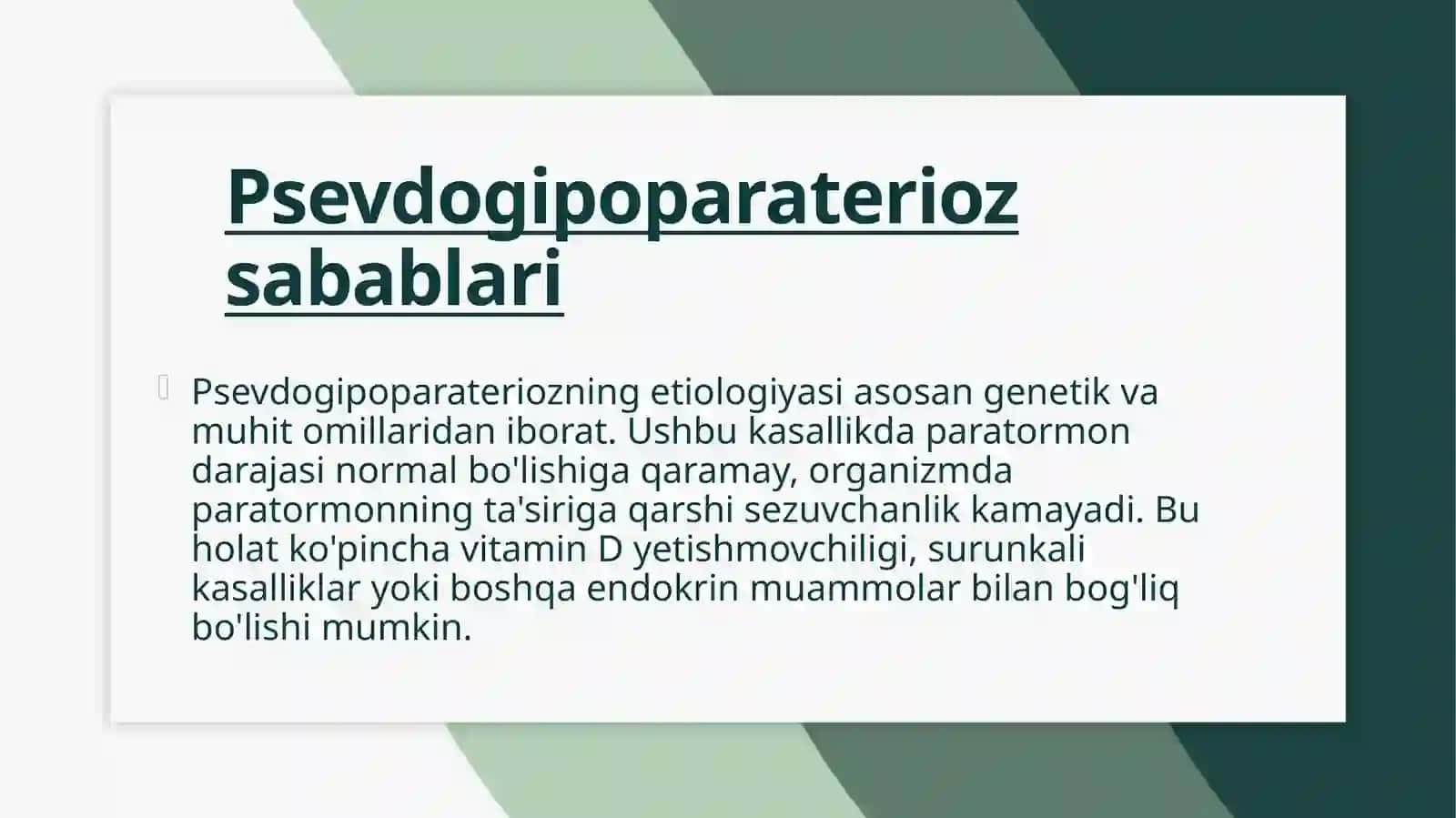 Psevdogipoparaterioz etiologiyasi, patogenezi, klinikasi, davolash usullari 4