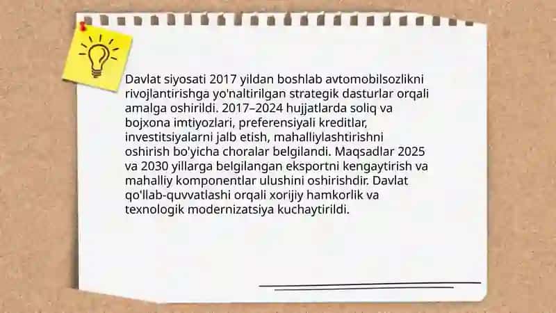 O'zbekistonda avtomobilsozlik sanoatining rivojlanishi 4